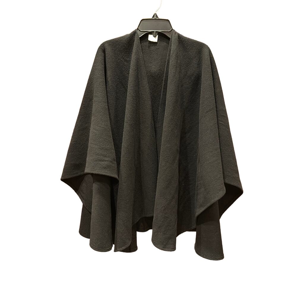 Avoca Ireland Cape Black Wool Cashmere wrap cardigan shawl minimalist classic